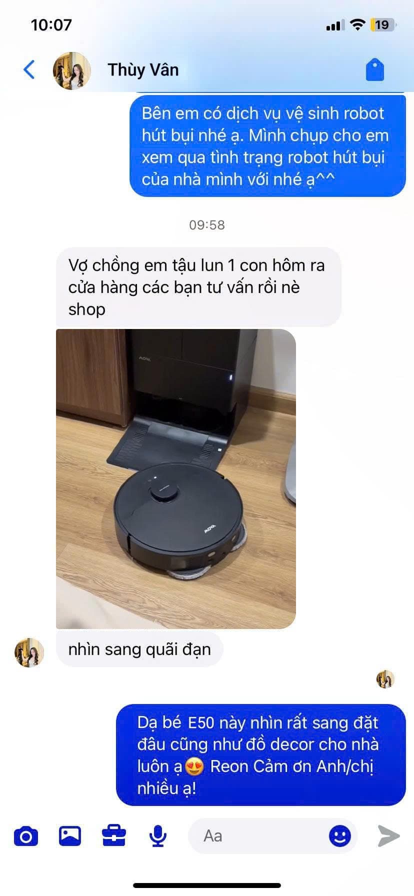 Feedback khách hàng Thùy Vân về robot hút bụi MOVA mua tại REON Center