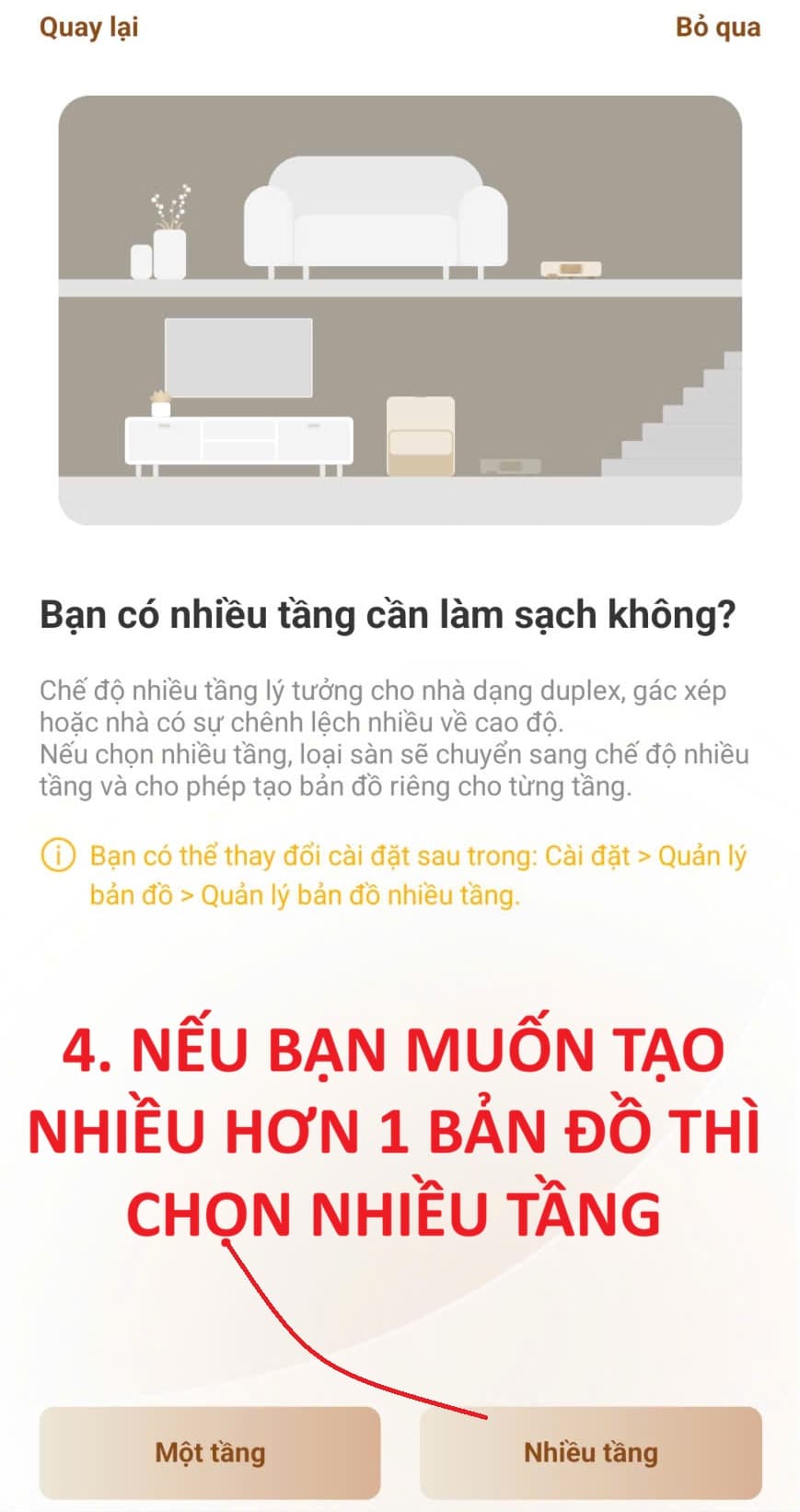 Chọn một tầng hay nhiều tầng khi tạo bản đồ robot MOVA