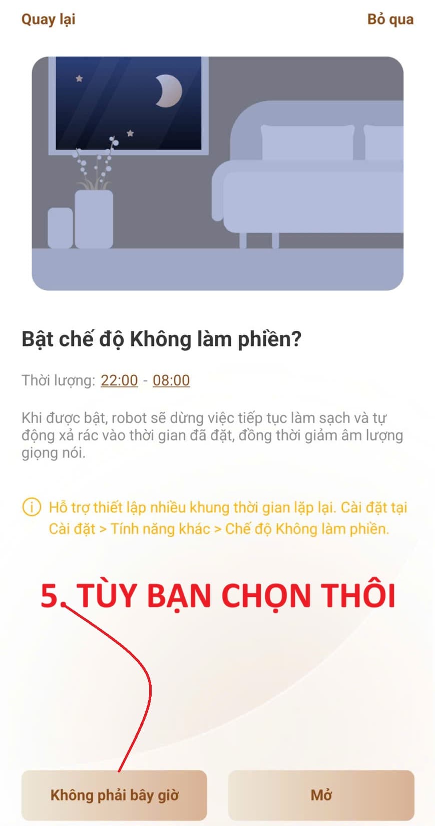 Bật chế độ Không làm phiền khi tạo bản đồ robot MOVA