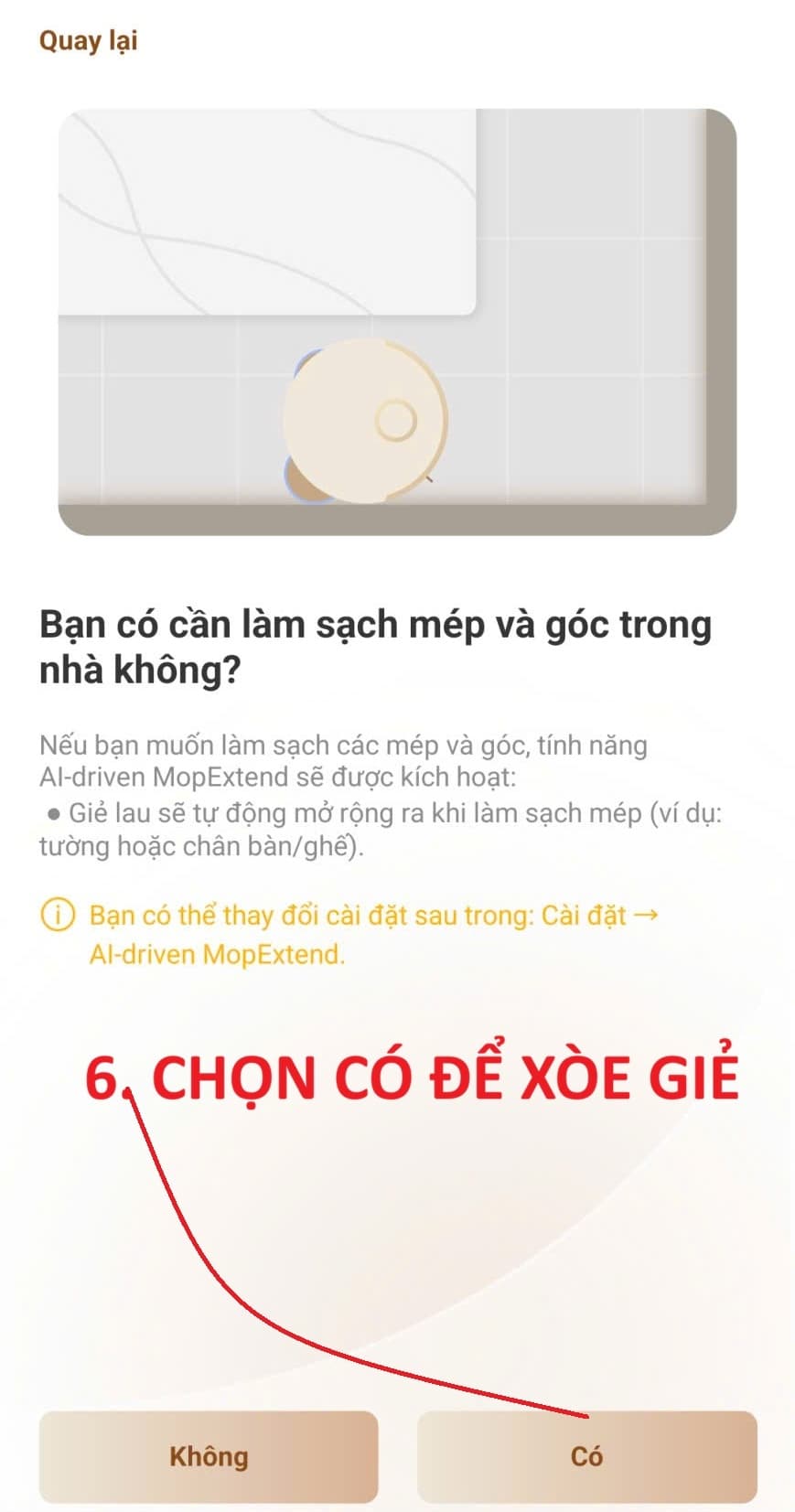 Bật tính năng MopExtend xòe giẻ lau sát mép khi tạo bản đồ