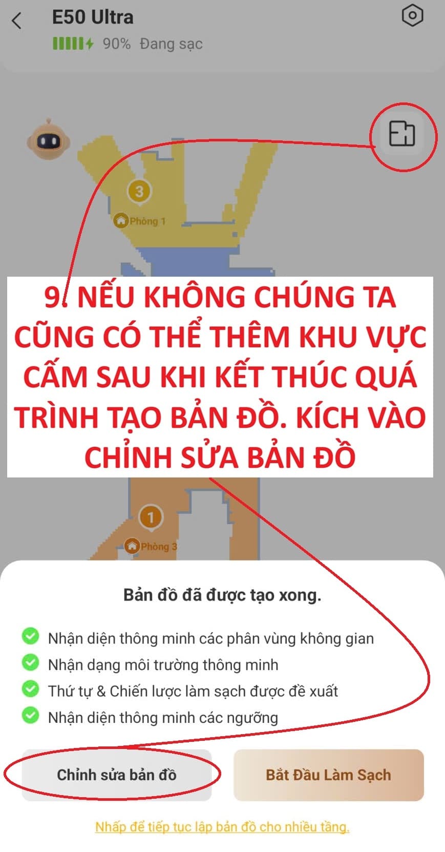 Thông báo bản đồ đã tạo xong với nút Chỉnh sửa bản đồ