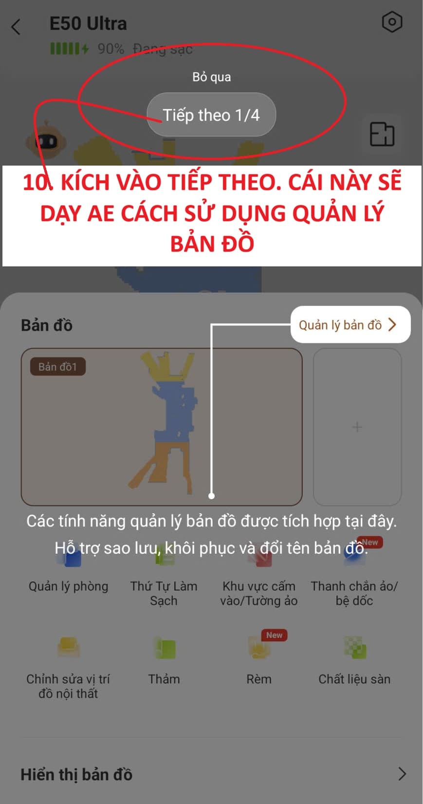 Phần giới thiệu cách quản lý bản đồ trên ứng dụng MOVAhome