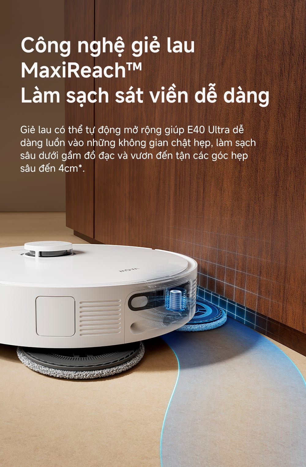MOVA E40 Ultra bệ tự vệ sinh Gen 1 với chổi cắt tóc và ion bạc khử mùi